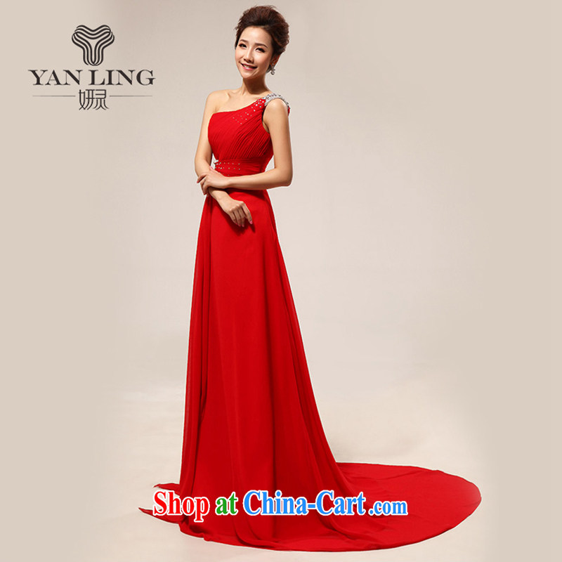 Her spirit 2015 new stylish single shoulder on drilling small red tail bows clothing Evening Dress wedding dresses LF XXL 132, her spirit, and shopping on the Internet