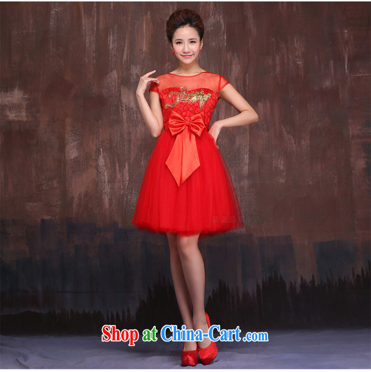 Her spirit marriages red short bows service 2015 spring and summer New Gold embroidered Fung Openwork shoulders dress qipao XXL pictures, price, brand platters! Elections are good character, the national distribution, so why buy now enjoy more preferential! Health