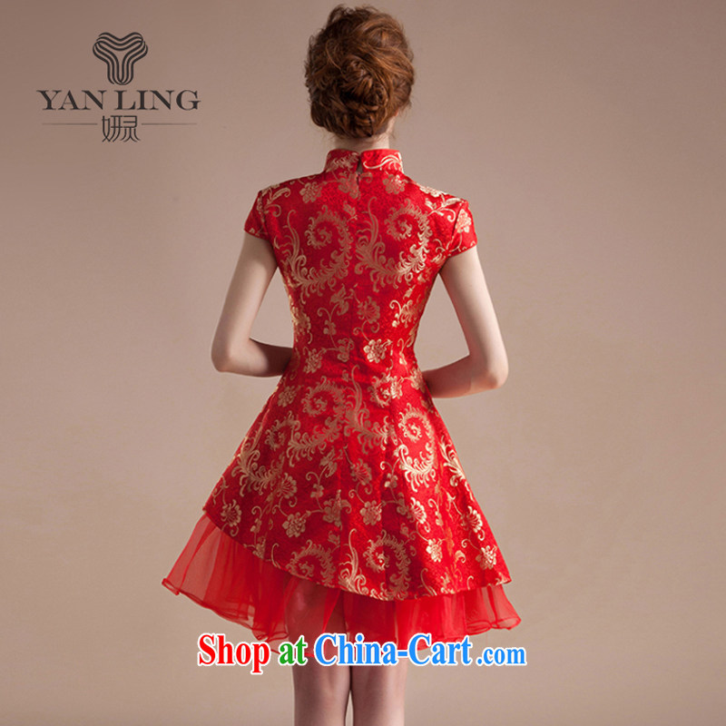 Her spirit 2015 new summer skirt dresses short wedding dresses, red retro embroidery improved wedding bridal toast serving XXL, her spirit, and shopping on the Internet