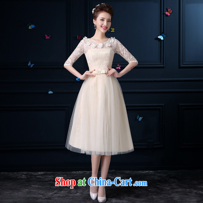 bridesmaid clothing summer 2015 new champagne color girl, long, small banquet dress sister dress bridesmaid dress bridesmaid in round-collar chest no flowers - Cuff XL 3, good service, and, on-line shopping