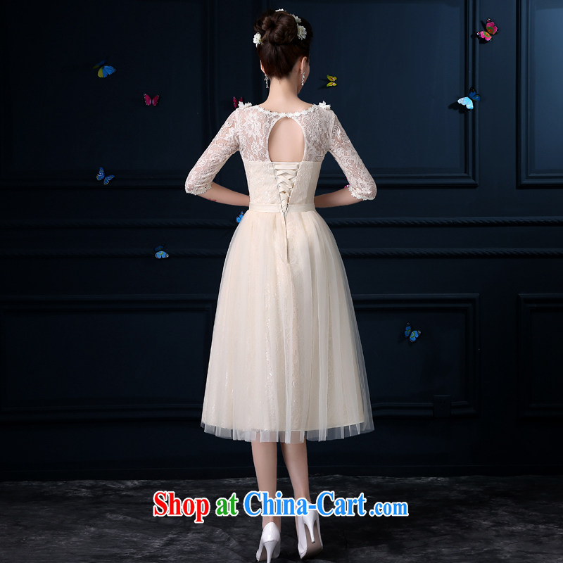 bridesmaid clothing summer 2015 new champagne color girl, long, small banquet dress sister dress bridesmaid dress bridesmaid in round-collar chest no flowers - Cuff XL 3, good service, and, on-line shopping