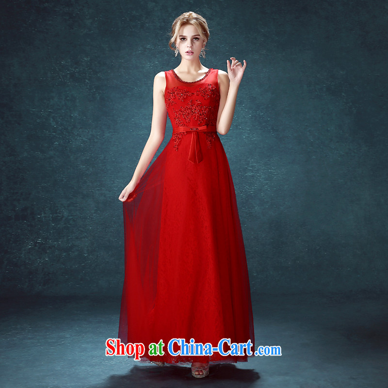 Kou's marriage toast serving double-shoulder dress strap Evening Dress summer 2015 New red long Graphics thin marriage LIFU 011 red XXL