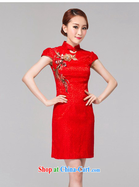 Colorful Flowers 2015 red bridal dresses wedding toast clothing retro embroidery take short improved cheongsam-Noble 6616 red XL pictures, price, brand platters! Elections are good character, the national distribution, so why buy now enjoy more preferential! Health