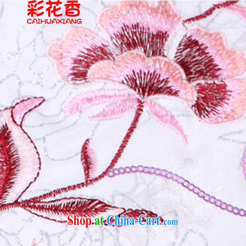 Colorful Flowers #2015 new white cheongsam dress stylish and improved Chinese qipao cheongsam dress 6633 white XL, colorful flowers (CAI HUA XIANG), online shopping