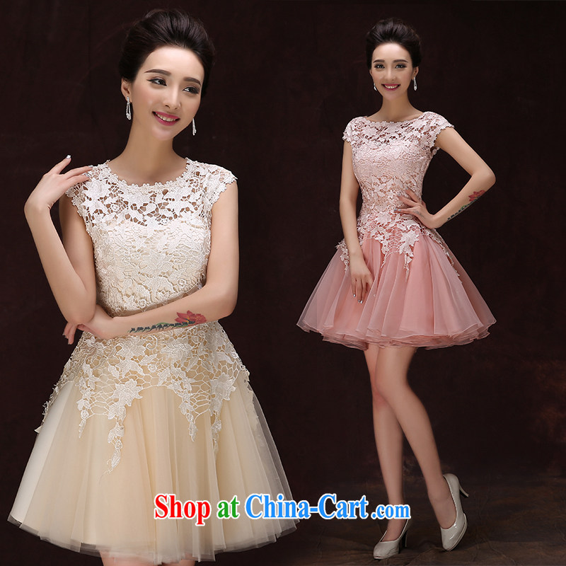 2015 spring and summer new bridesmaid dresses small skirt the Field shoulder short bows serving women evening dress show wedding dresses pink XXL, pure bamboo love yarn, shopping on the Internet