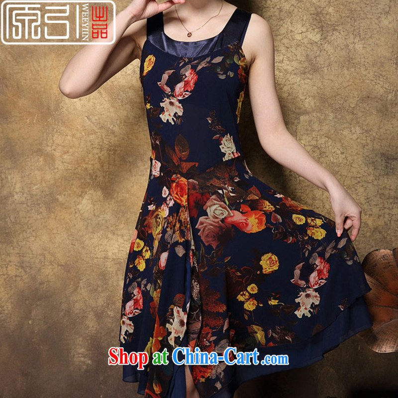 The Original Pin - WEEYIIN dress summer dress new European and American Beauty stamp two-piece style dress women dress blue XXXL, the original lead (WEEYIIN), and on-line shopping