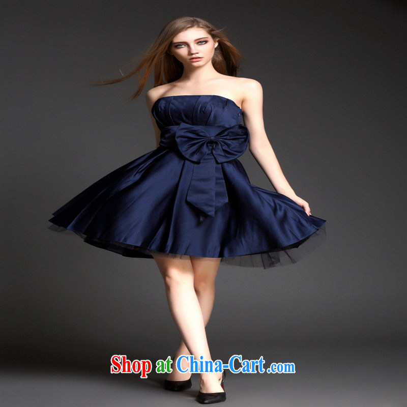 Ya-ting store name 2015 Yuan and stylish art Lady style ceremony dress dress dress a field for erase chest dresses T 3148 XL Black, Blue rain bow, and shopping on the Internet