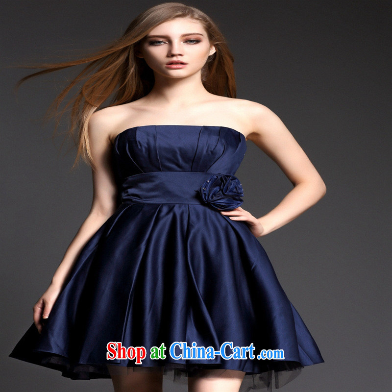 Ya-ting store name 2015 Yuan and stylish art Lady style ceremony dress dress dress a field for erase chest dresses T 3148 XL Black, Blue rain bow, and shopping on the Internet
