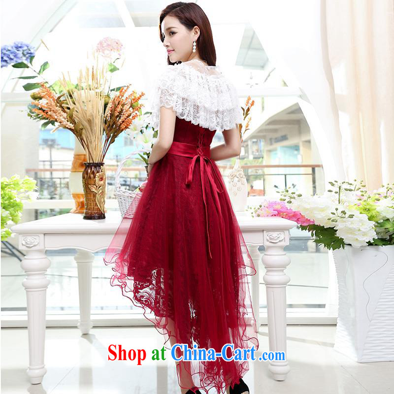 Upscale dress summer 2015 new erase chest dresses dresses short before long shaggy skirts wrapped chest sexy lady wedding, long evening dress apricot XL, UYUK, shopping on the Internet