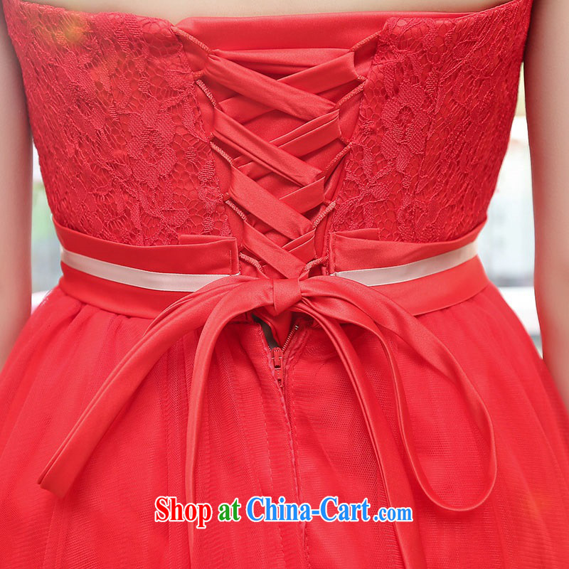 Upscale dress wiped chest dresses dresses summer 2015 new wrapped chest lace shaggy dress bridesmaid dress Princess banquet wedding dress red S, UYUK, shopping on the Internet