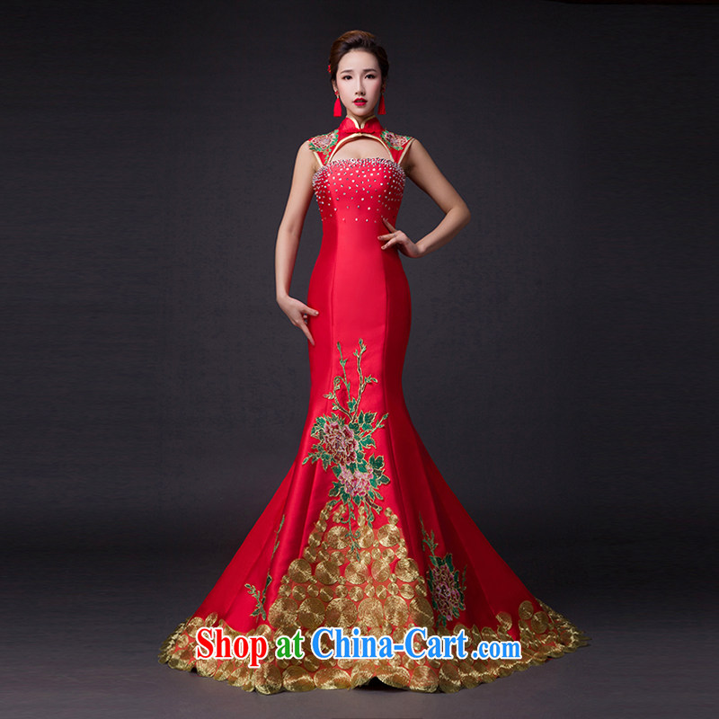 Hi Ka-hi 2015 new bows dresses, classic style retro fine embroidery only the US is withholding dress skirt L 007 wine red leaves size tailored-hi Ka-hi, shopping on the Internet