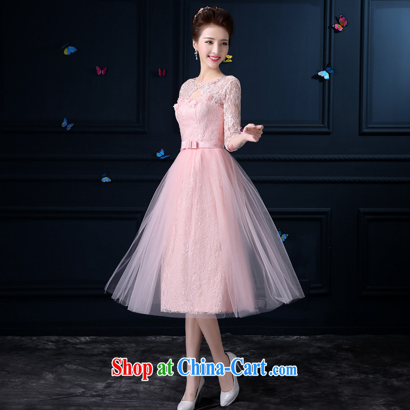 A good service is 2015 new bridesmaid clothing female summer long in small dress bridesmaid service sister's bridesmaid dress with round collar dripping hole, the cuff 2 XL, good service, and shopping on the Internet