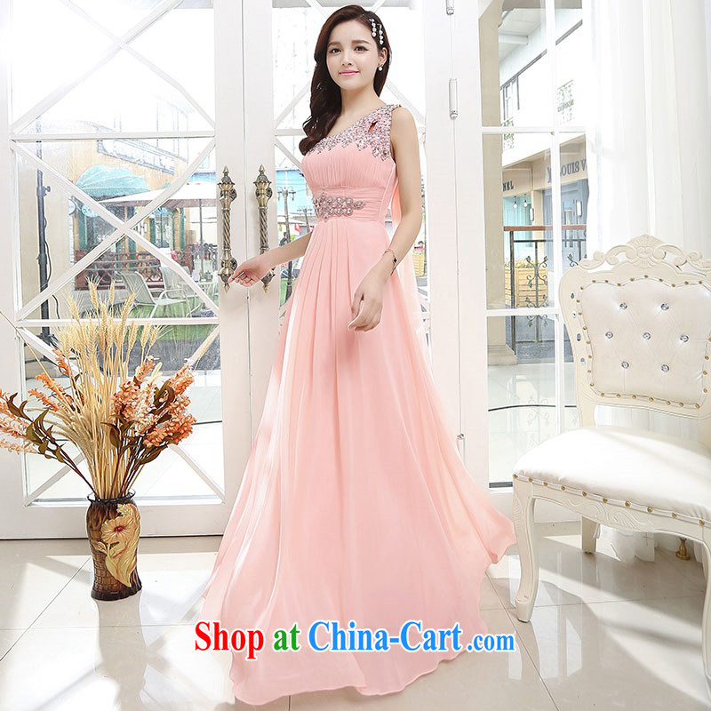 Upscale dress summer 2015 new ultra-long dresses dress single shoulder with floor-to-ceiling large skirt with dress pink L