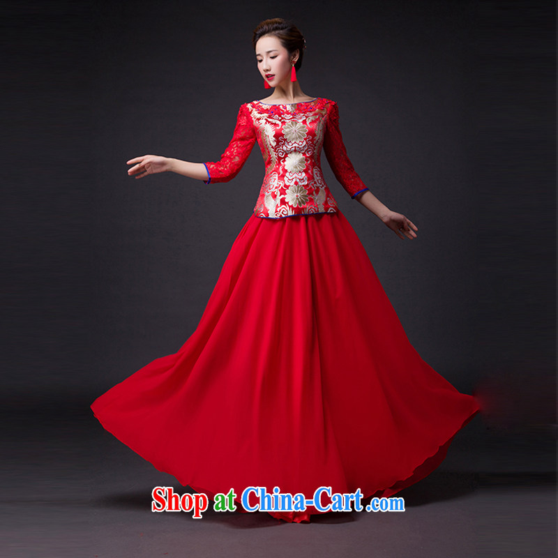 Hi Ka-hi 2015 new bows dresses, classic style retro fine embroidery only the tray snaps dress skirt L 018 red left size tailored-hi Ka-hi, shopping on the Internet