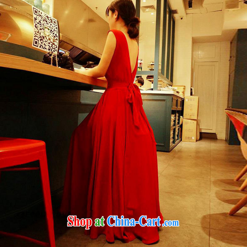 ADDIS ABABA, Connie 2015 Zhang Xin Yuan Deep V back exposed Red Large snow woven skirts sleeveless vest dresses bridesmaid dress F 4412 black, Anne Addis Ababa (FABENE), online shopping