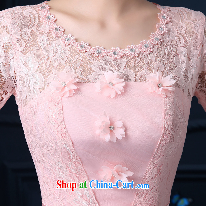 A good service is a new 2015 bridesmaid clothing female summer, long, accompanied by her sister in her small dress bridesmaid dress with round collar chest with flowers, 3 cuff XL, good service, and shopping on the Internet