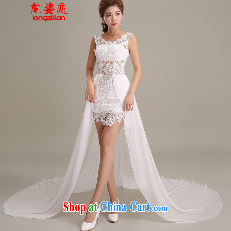 Kowloon City Land fairy skirt tail lace Evening Dress dresses tie dress long banquet dress FD08_ 3088 white M