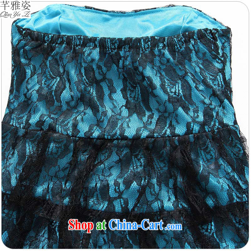 The 2015 new large code dress stylish sexy bare shoulders bare chest lace dresses GALLUS DRESS Evening Dress night stores cake skirt skirts Show Blue XL approximately 120 - 140 jack, constitution, Jacob (QIANYAZI), online shopping