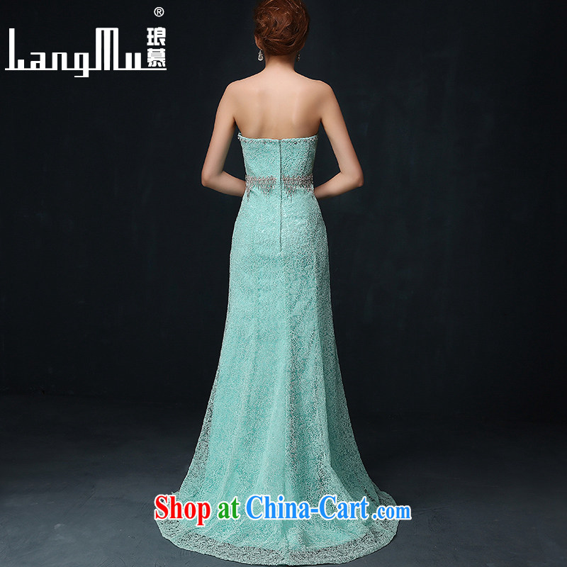 In Luang Prabang in 2015 OF NEW lace Mary Magdalene Beauty Chest dress bride wedding toast serving evening dress dress long, summer Lake blue XL, Luang Prabang, and shopping on the Internet