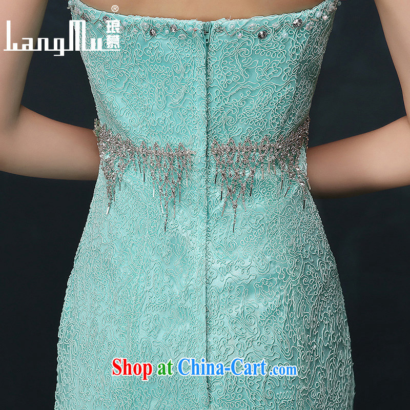 In Luang Prabang in 2015 OF NEW lace Mary Magdalene Beauty Chest dress bride wedding toast serving evening dress dress long, summer Lake blue XL, Luang Prabang, and shopping on the Internet