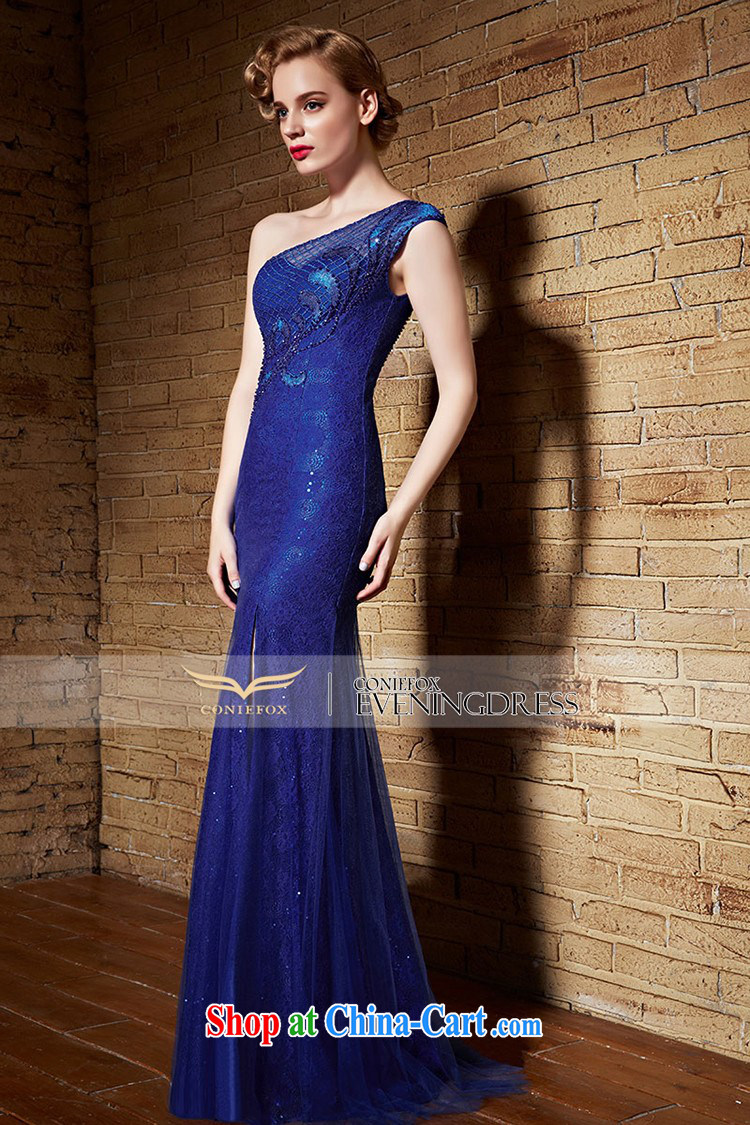 Creative Fox Evening Dress blue bridal wedding dresses evening dress toast clothing lace single shoulder banquet long fall to dress the dresses show 30,860 blue XXL pictures, price, brand platters! Elections are good character, the national distribution, so why buy now enjoy more preferential! Health