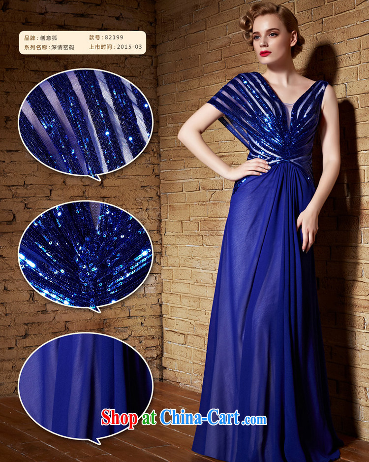 Creative Fox Evening Dress 2015 New Evening Dress long V blue collar back exposed dress uniform toast dress the dress uniforms 82,199 blue M pictures, price, brand platters! Elections are good character, the national distribution, so why buy now enjoy more preferential! Health