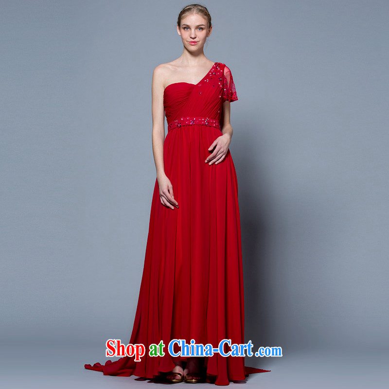 A yarn wedding dresses 2014 new single shoulder-waist small tail bridal dresses serving toast red 30250862 red S code 155_80 A spot