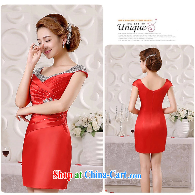 Pure bamboo love yarn short bows Service Bridal Fashion 2015 new dual-shoulder banquet dress hostess dresses beauty spring and summer red XXL, pure bamboo love yarn, shopping on the Internet