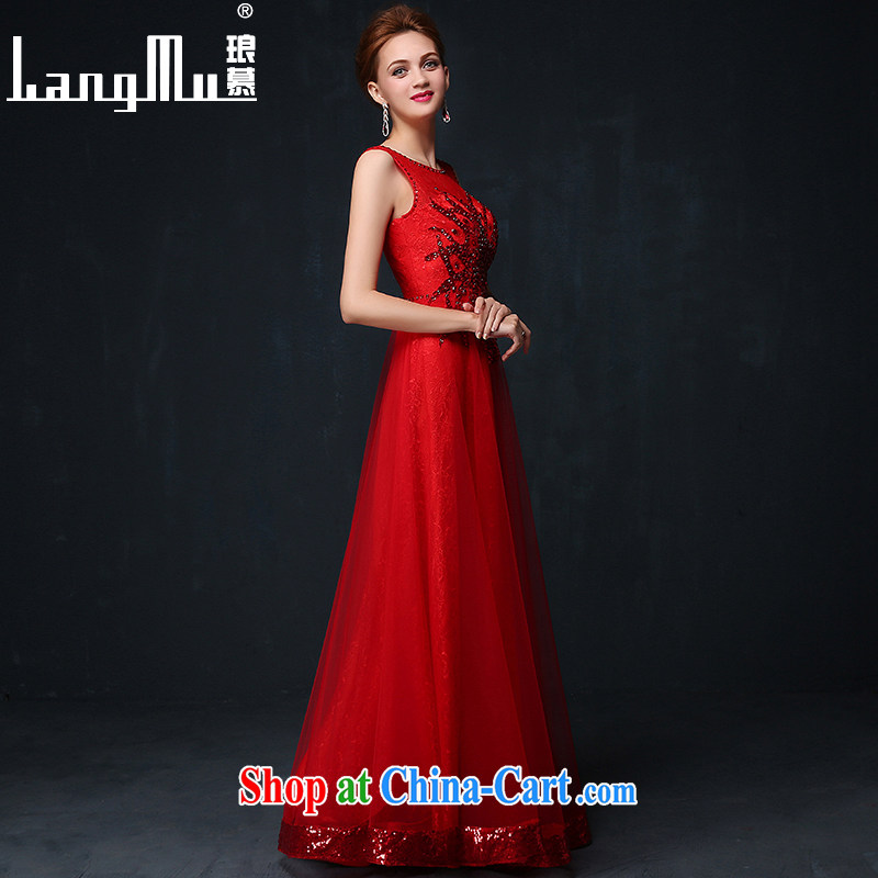 In Luang Prabang in 2015 of new dress double-shoulder-length, banquet overlay red evening dress show Service Bridal toast serving summer China Red XL, Luang Prabang, and shopping on the Internet