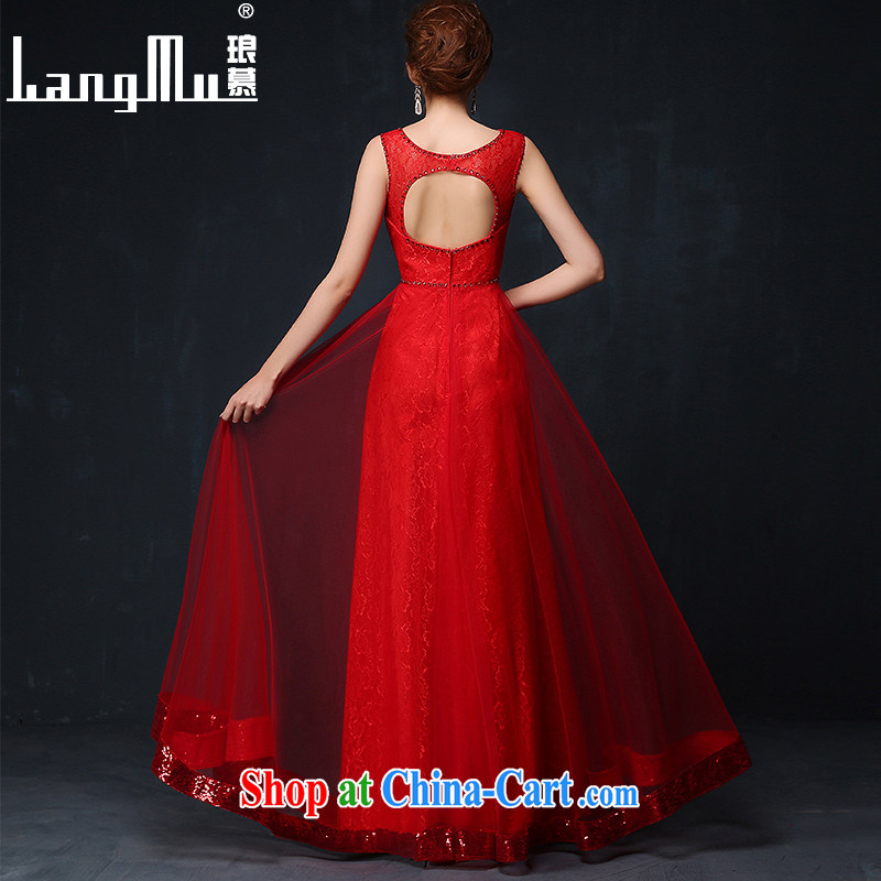In Luang Prabang in 2015 of new dress double-shoulder-length, banquet overlay red evening dress show Service Bridal toast serving summer China Red XL, Luang Prabang, and shopping on the Internet