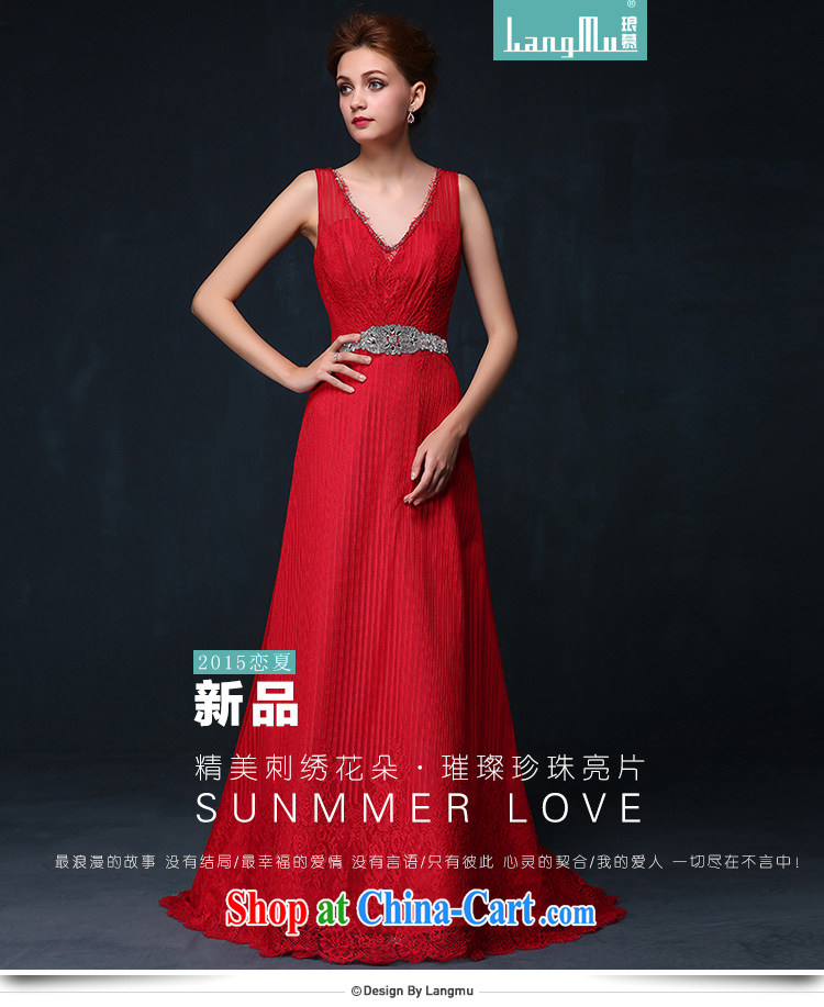 The lang 2015 new dress double-shoulder lace back exposed V deep red evening dress dress bridal toast serving summer red XL pictures, price, brand platters! Elections are good character, the national distribution, so why buy now enjoy more preferential! Health