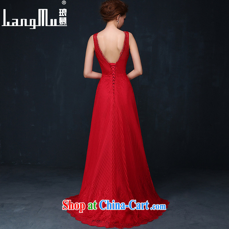 In Luang Prabang in 2015 of new dress double-shoulder lace back exposed V deep red evening dress dress bridal toast serving summer red XL, Luang Prabang, and shopping on the Internet