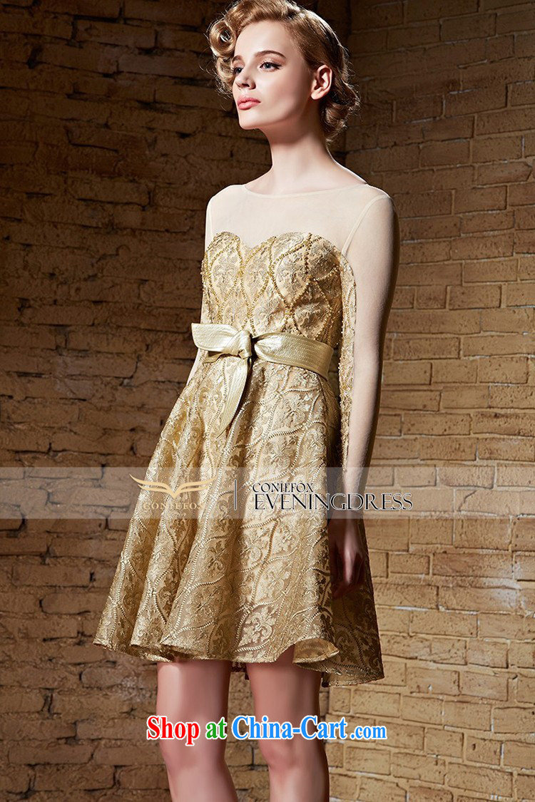 Creative Fox 2015 new, high-end custom wedding dresses Gold Small dress toast service banquet long-sleeved gown chaired annual dress small short skirt 82,181 gold tailored pictures, price, brand platters! Elections are good character, the national distribution, so why buy now enjoy more preferential! Health