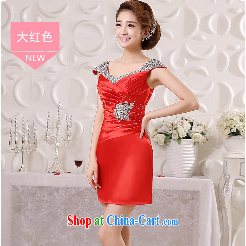 White first into some short bows Service Bridal Fashion 2015 new dual-shoulder banquet dress hostess dresses beauty spring and summer the red XXL, white first about, and shopping on the Internet
