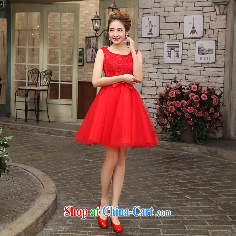 Kou Connie LIFU bridal toast service banquet dress married 2015 new spring and summer shoulders short, small dress bridesmaid dress red L crackdown, Connie (JIAONI), online shopping
