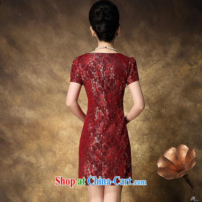 Kosovo Lucy (Woxi) 2015 summer middle-aged and older married mothers with middle-aged mother-in-law summer wedding dress and upscale lace dresses 8080 red XXXXL, Lucy (Woxi), online shopping
