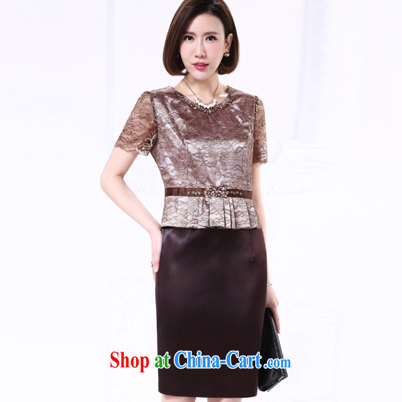Kosovo Lucy (Woxi) 2015 summer drive up wedding large, female short-sleeved lace dresses, older mothers with 8101 XXL Brown, Lucy (Woxi), online shopping