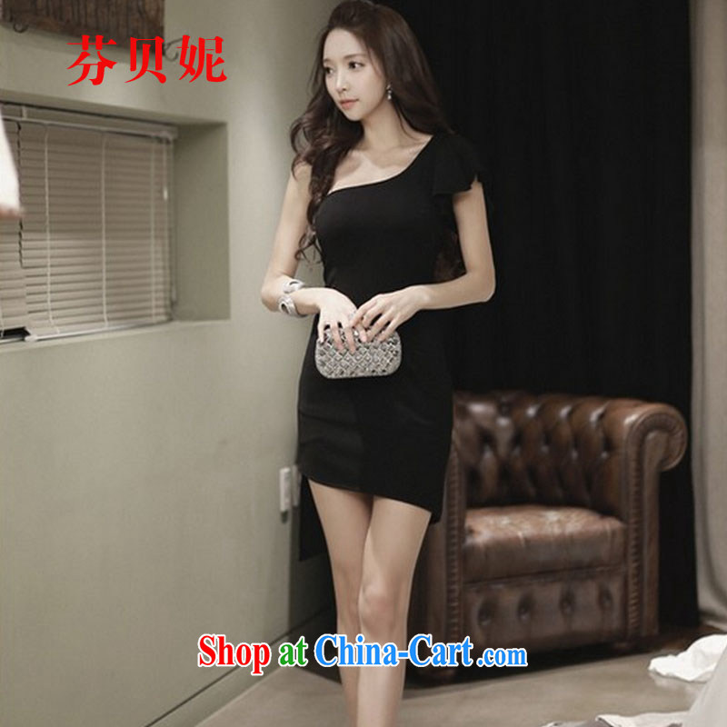 ADDIS ABABA, Connie 2015 temperament small dress summer female decoration, package and sense of my store a shoulder larger dresses F 5224 black L