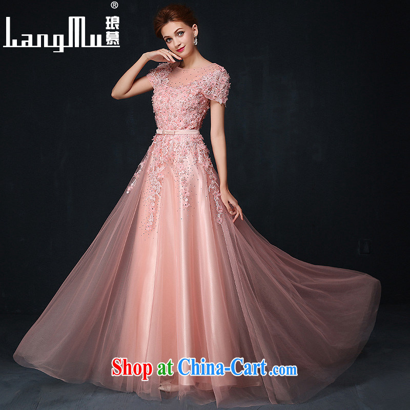 In Luang Prabang in the evening dress 2015 summer and autumn new Korean-drill flowers bridal dresses skirts dresses banquet Evening Dress bare pink XL, Luang Prabang, and shopping on the Internet