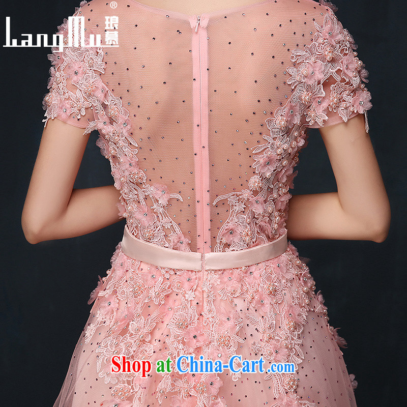 In Luang Prabang in the evening dress 2015 summer and autumn new Korean-drill flowers bridal dresses skirts dresses banquet Evening Dress bare pink XL, Luang Prabang, and shopping on the Internet