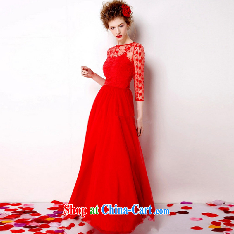 Fees M Lai 2015 retro lace red petticoat bridal 9M large long skirt dress red embroidered dresses 7072 red L, M Lai (Fullmele), shopping on the Internet
