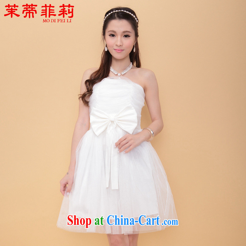 Energy Mr. Philip Li bridesmaid dress short stylish nets multi-colored shaggy butterfly knot dress bridal toast serving white L