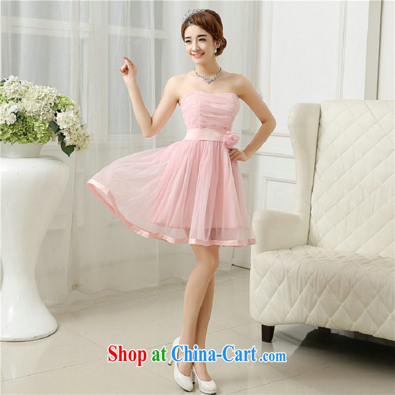 There's a bridesmaid dress short 2015 spring and summer new wedding banquet dress sister graduation dress dress 6501 pink, code, there's a, shopping on the Internet