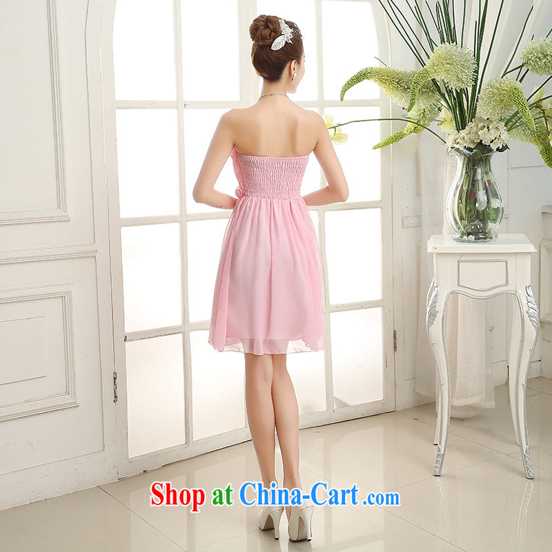 There is a evening dress bridesmaid dress short, new, summer 2015 bare chest bridesmaid service banquet the betrothal small dress girls 6503 pink, code, there's a, on-line shopping
