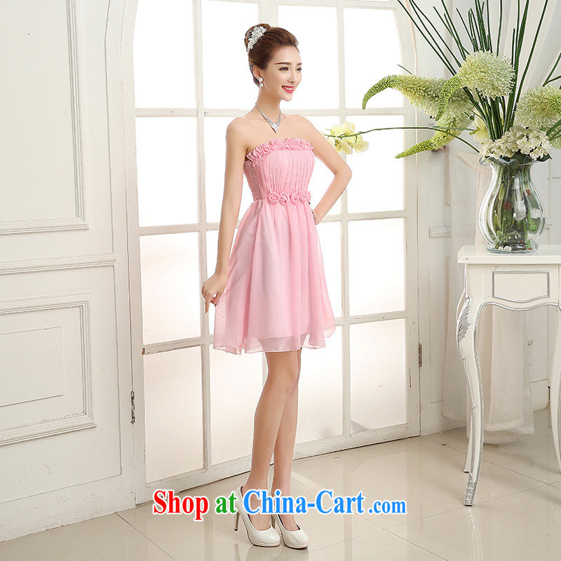 There is a evening dress bridesmaid dress short, new, summer 2015 bare chest bridesmaid service banquet the betrothal small dress girls 6503 pink, code, there's a, on-line shopping