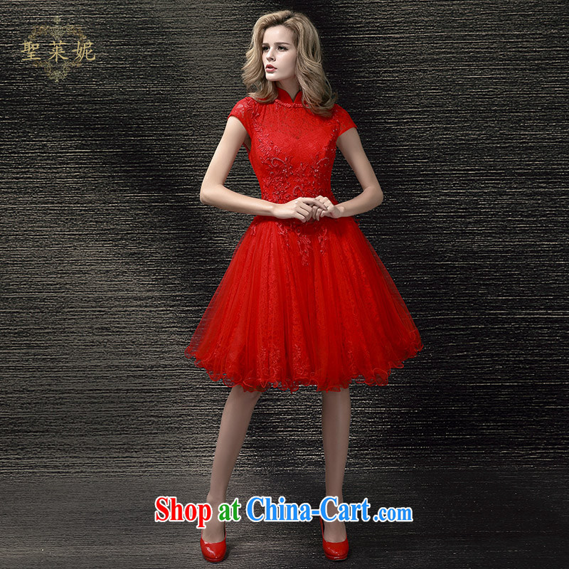 Holy, Connie wedding dresses summer 2015 new Chinese marriages, short dress, the code China wind up collar cheongsam red M, holy, Connie (Sheng lai Ni), online shopping