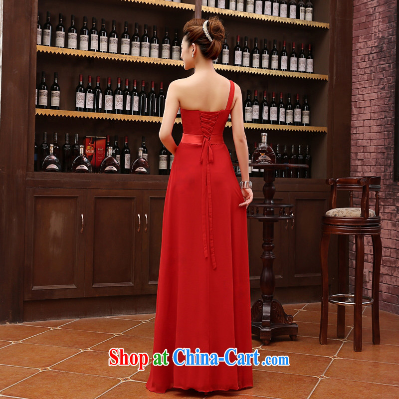 Time his Evening Dress 2015 new annual meeting moderator long, the red evening dress wedding bridal toast serving the shoulder evening dresses graduation dresses skirt red XXL, the time, and shopping on the Internet