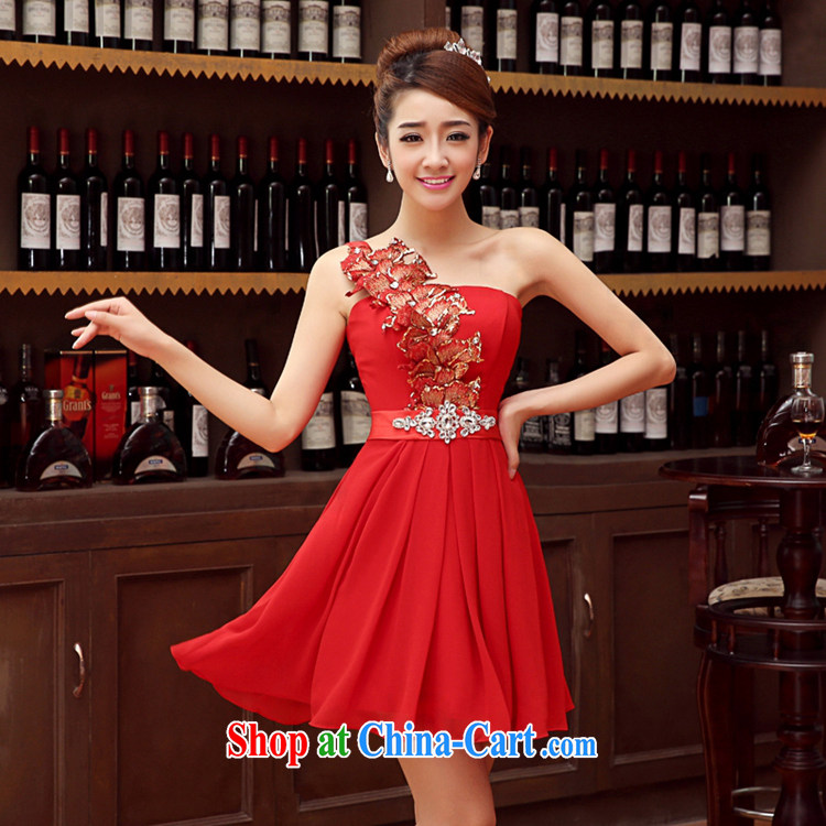 Time Syria 2015 Korean version of red single shoulder small dress bridal wedding dress red toast clothing bridesmaid serving short evening dress banquet evening dress red XXL pictures, price, brand platters! Elections are good character, the national distribution, so why buy now enjoy more preferential! Health