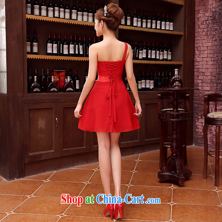 Time Syria 2015 Korean version of red single shoulder small dress bridal wedding dress red toast clothing bridesmaid serving short evening dress banquet evening dress red XXL pictures, price, brand platters! Elections are good character, the national distribution, so why buy now enjoy more preferential! Health