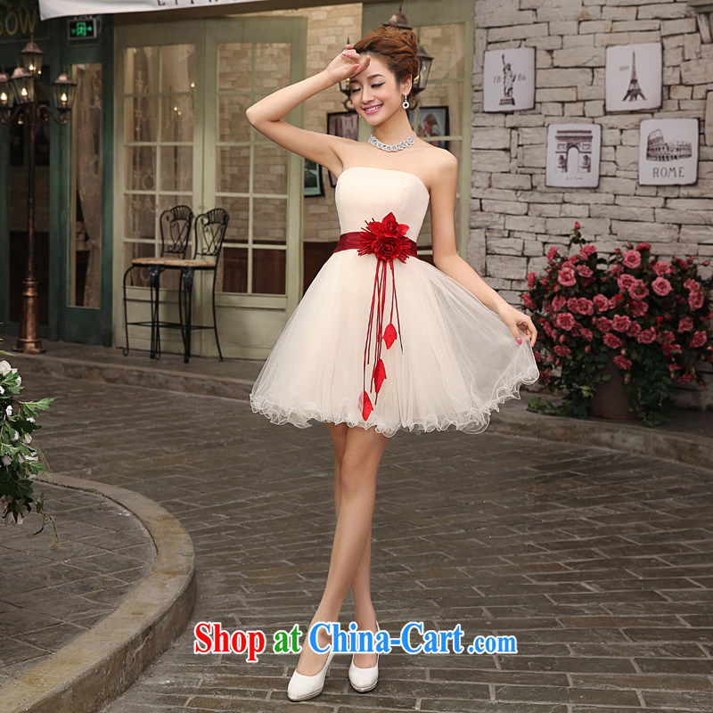 Kou wiped her chest short, champagne color bridesmaid performances serving short skirts as moderator short dresses, evening small short skirts bridesmaid sister skirt champagne color is tailored to final, Kou Connie (JIAONI), online shopping